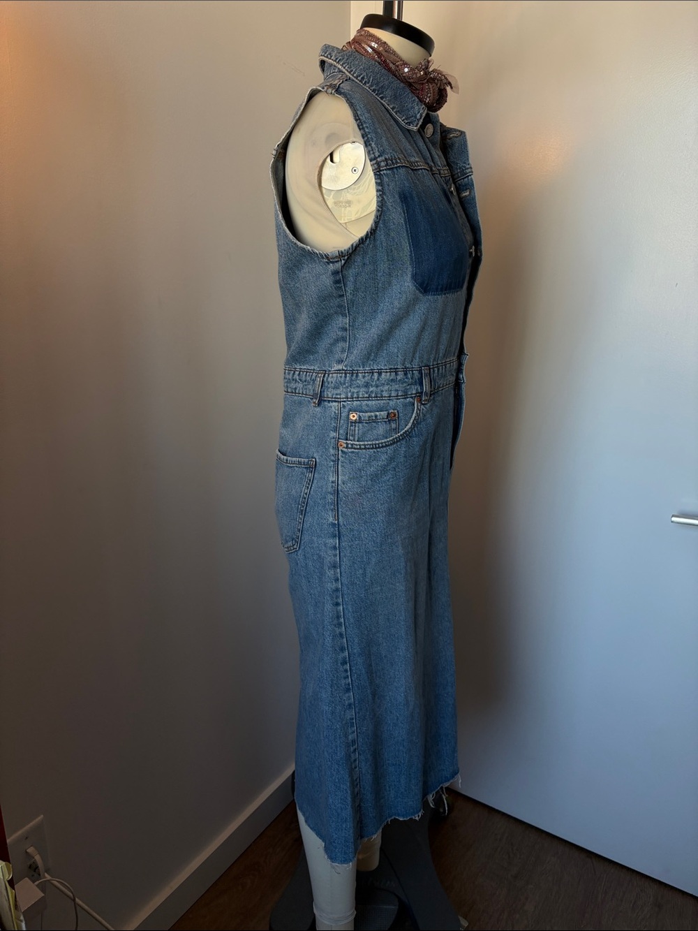Zara Blue Denim Midi Dress - Picture 8 of 12